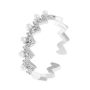 Cat Ear Paw Print Ring - Adjustable Pearl Hollow Heart Design