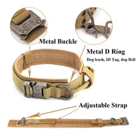 Tactical Military Dog Collar Adjustable Nylon Dog Collar with Control Handle and Metal Buckle for Medium and Large Dogs by Tail chasers