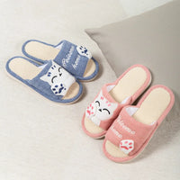 Cat Platform Linen Slippers
