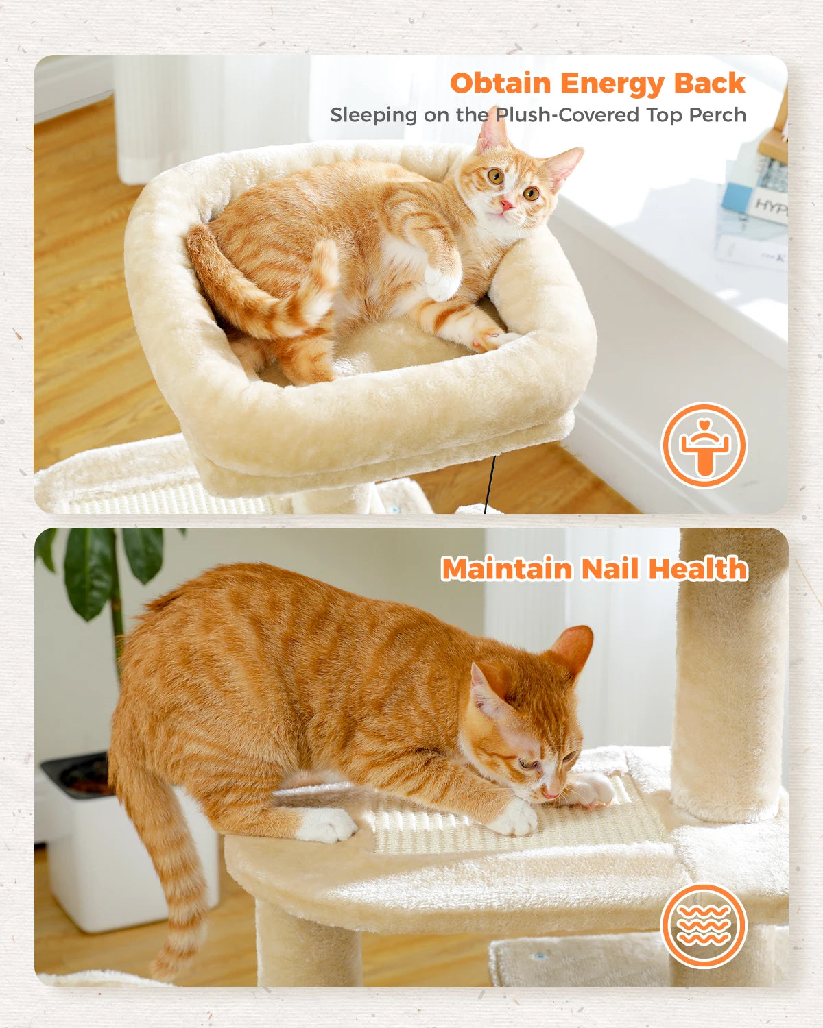 Multi-Level Cat Activity Tree with Scratching Posts & Hammock
