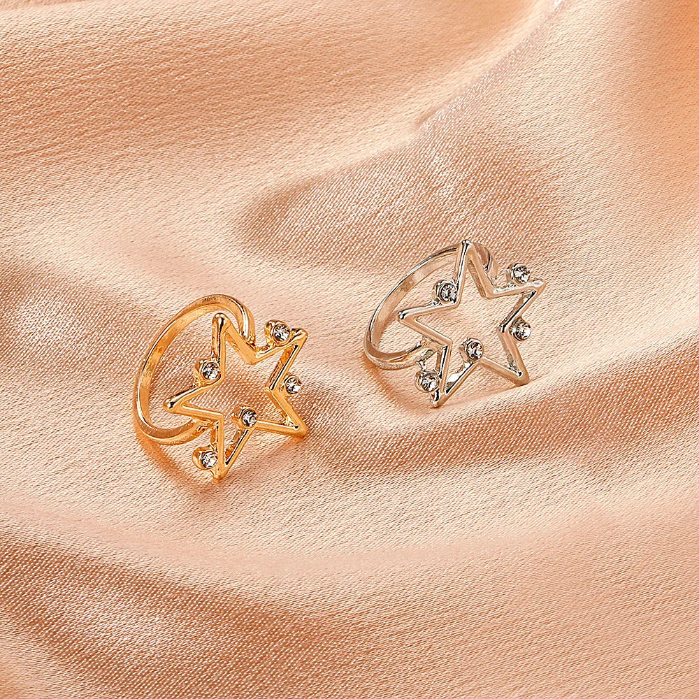 Cat Ear Paw Print Ring - Adjustable Pearl Hollow Heart Design