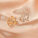 Cat Ear Paw Print Ring - Adjustable Pearl Hollow Heart Design