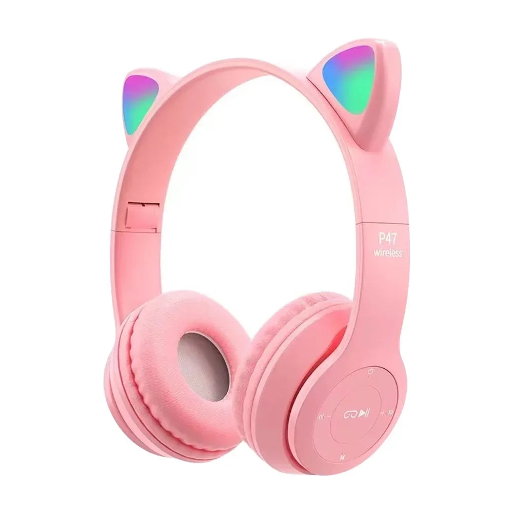 Cat Ear LED Bluetooth Headphones - Wireless Kids Gaming Headset