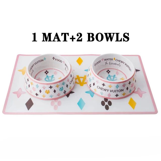 2 bowls and 1 mat