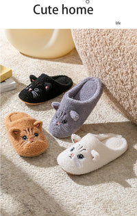 Cartoon Cat Winter Plush Slippers