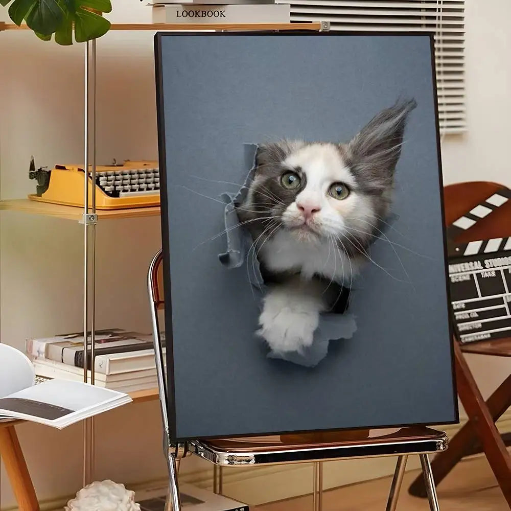 Cute Cats & Dogs Wall Art Poster - Waterproof