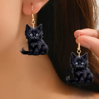 Y2K Black Cat Dangle Earrings - Acrylic