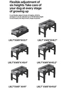 Collapsible Elevated Dog Bowls - Adjustable Stand with Double Stainless Steel Bowls