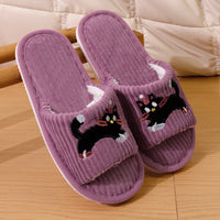 Cartoon Cat Open-Toe Plush Slippers