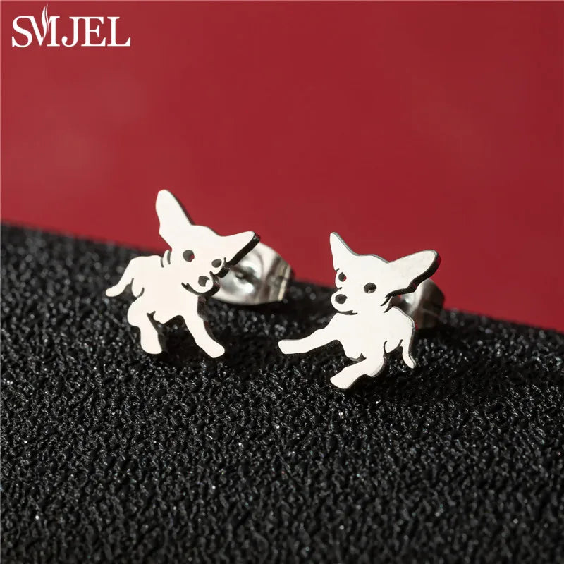 Dog Breed Cartoon Stud Earrings - Dachshund, Corgi & Chihuahua Designs