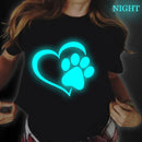 Luminous Dog Paw T-Shirt - Glow-in-Dark 90s Harajuku Style