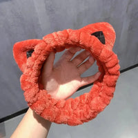 Cat Ears Face Wash Headband - Coral Fleece Spa Hairband