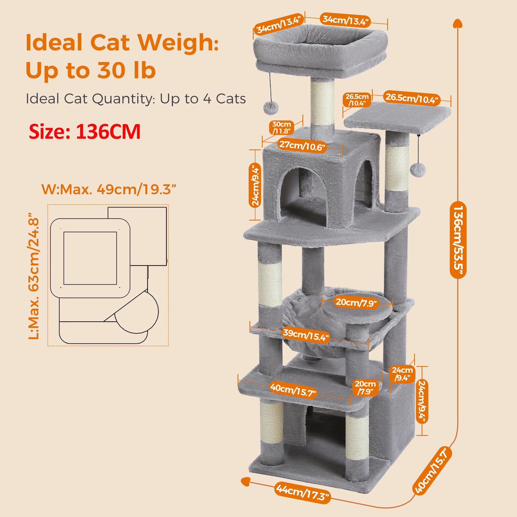 Spacious Multi-Level Cat Tower