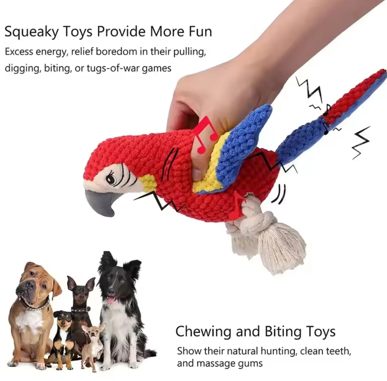 Indestructible Plush Parrot Toy