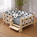 Premium Solid Wood Pet Bed - All-Season Removable Cushion for Dogs & Cats