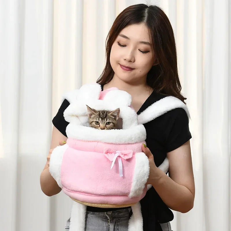 Winter Warm Dog Plush Carrier Out Pet Shoulder Bag Cat Puppy Travel Bag Nest Handbag Portable Outdoor Products