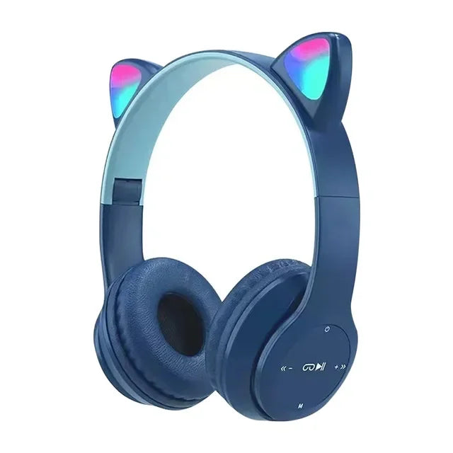 Cat Ear LED Bluetooth Headphones - Wireless Kids Gaming Headset
