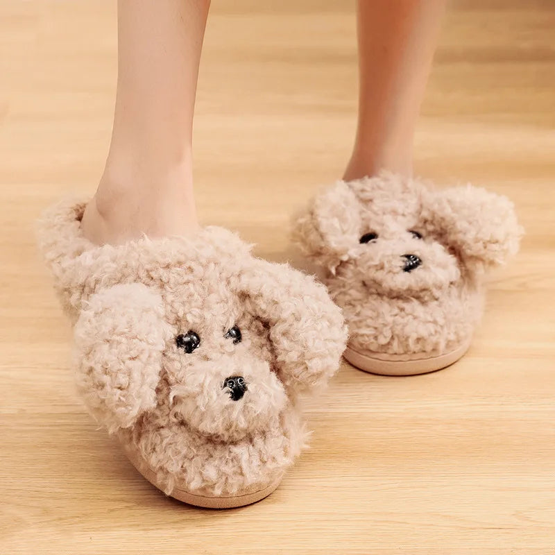 Dog Couple Slippers - Furry Winter