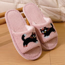 Cartoon Cat Open-Toe Plush Slippers