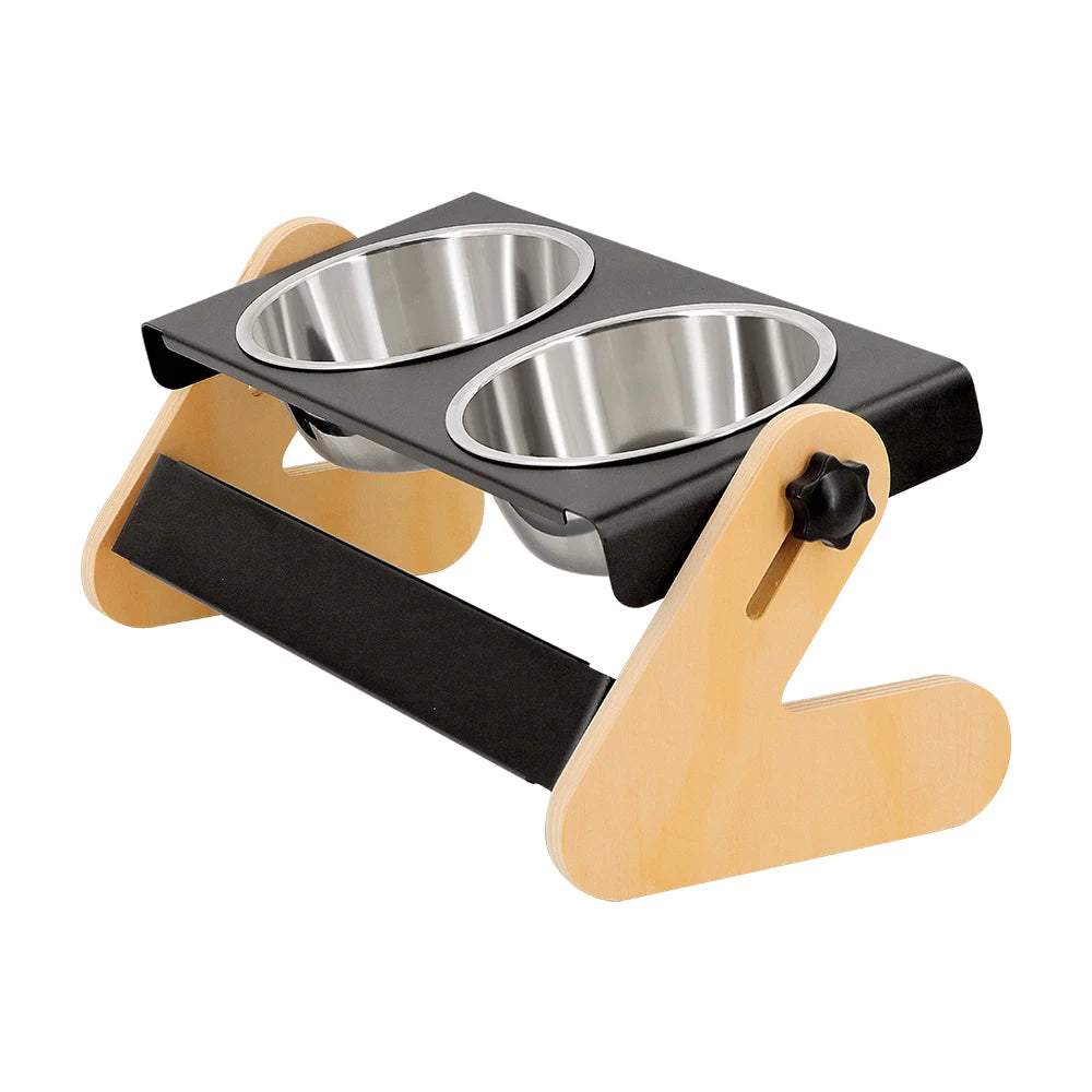 Rustic Wood Dog Bowl Stand