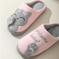 Lucky Cat Couple Cotton Slippers
