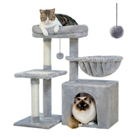 Multi-Level Cat Activity Tree with Scratching Posts & Hammock
