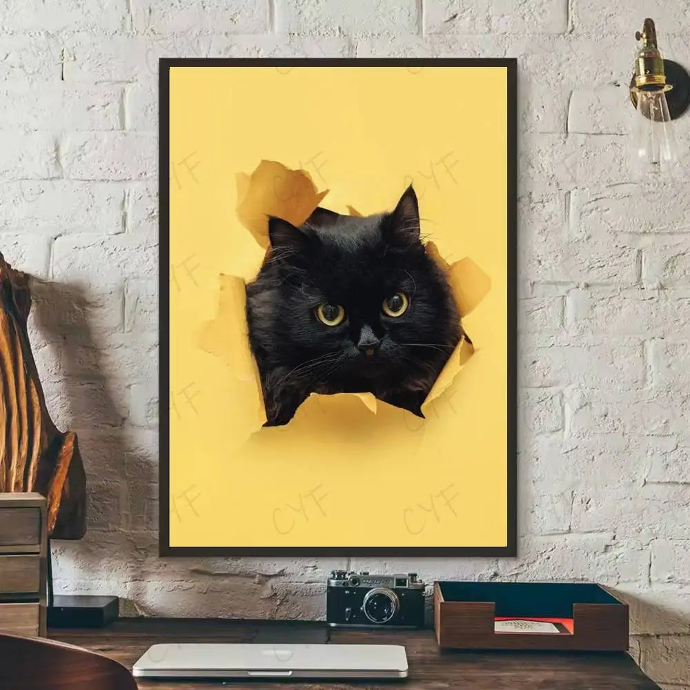Cute Cats & Dogs Wall Art Poster - Waterproof