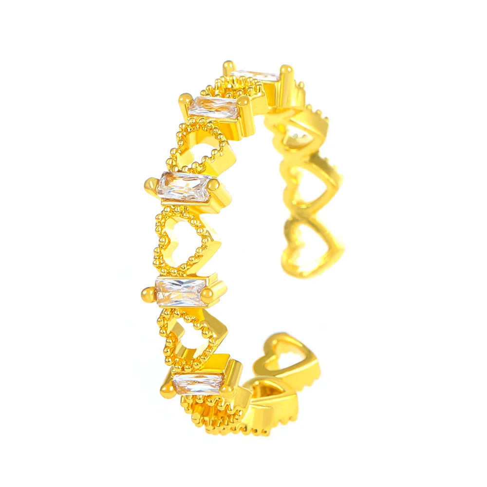 Cat Ear Paw Print Ring - Adjustable Pearl Hollow Heart Design