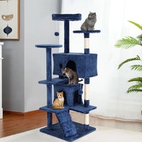 Cat Tree 54/70 Inch Cat Tower Cat Condo with Sisal-Covered Scratching Posts Dangling Ball for Cats to Play and Sleep by Tail chasers