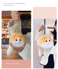 One Shoulder Bag Female Design Small Man Messenger Bag Versatile Hand Made Autumn and Winter Plush Cute Cat Bag by Tail chasers