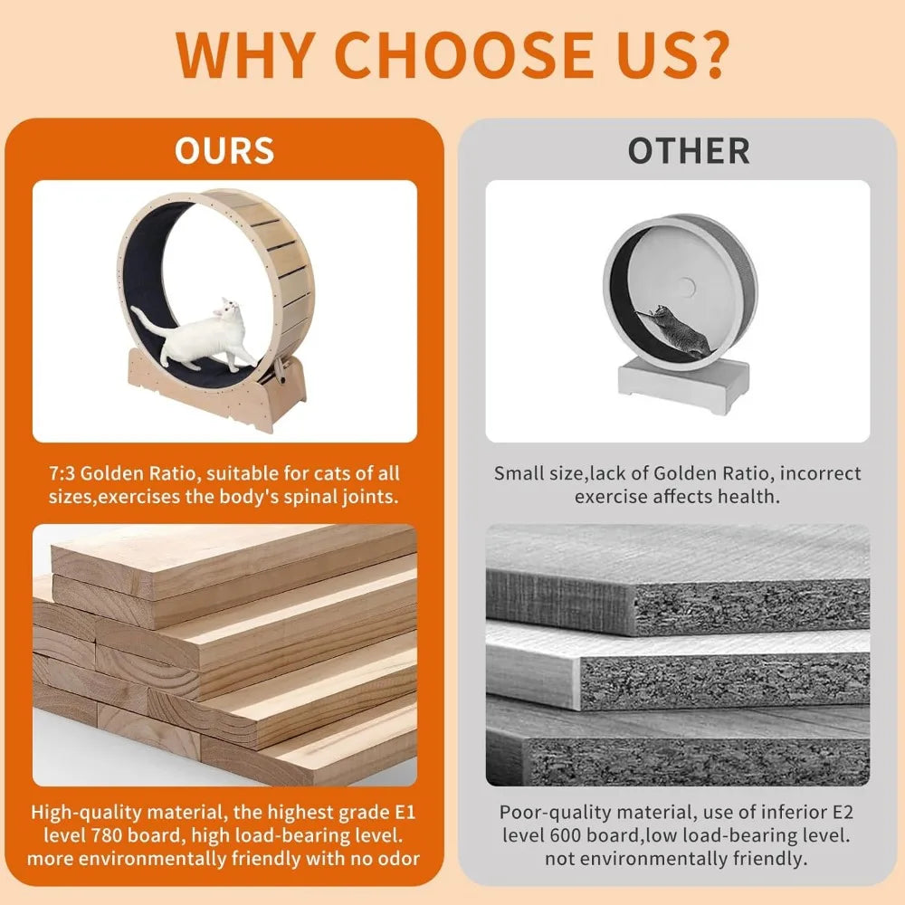 Large Cat Exercise Wheel 40 Inch Treadmill Exerciser for Indoor Cats Love Kitty Running Toy Walking Training for Fitness Weight by Tail chasers