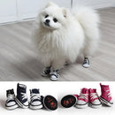 Denim Canvas Dog Sneakers - 4-Piece Waterproof Anti-Slip Booties Set
