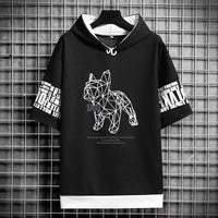 Men's Funny Bulldog Hooded Graphic Tee