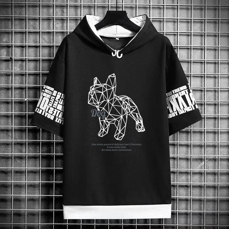 Men's Funny Bulldog Hooded Graphic Tee