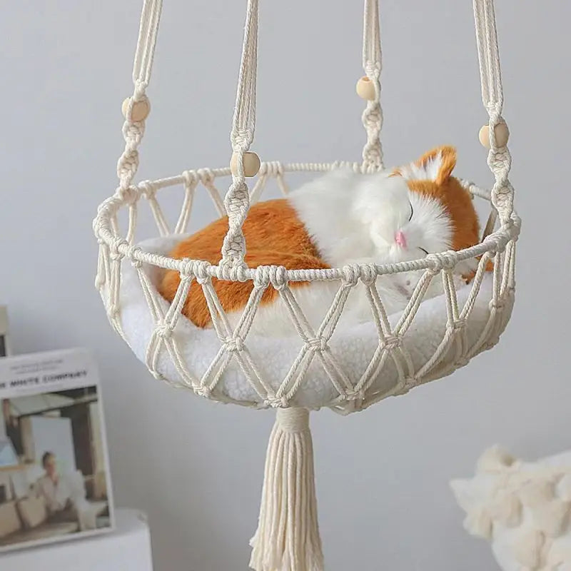 Net Cat Bed Semi-Enclosed - Breathable Mesh Pet Bed with Ventilation