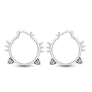 Sterling Silver Cat Hoop Earrings - Zircon Stone Party & Wedding Jewelry