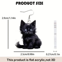 Y2K Black Cat Dangle Earrings - Acrylic