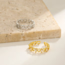 Cat Ear Paw Print Ring - Adjustable Pearl Hollow Heart Design