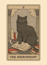 Black and White Cat Tarot Canvas Poster Good Luck Wall Art Pictures for Living Room Bedroom Playroom Modern Home Decor Gift by Tail chasers