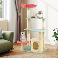 49-Inch Tall Multi-Level Floral Kitten Tower Perch by Tail chasers