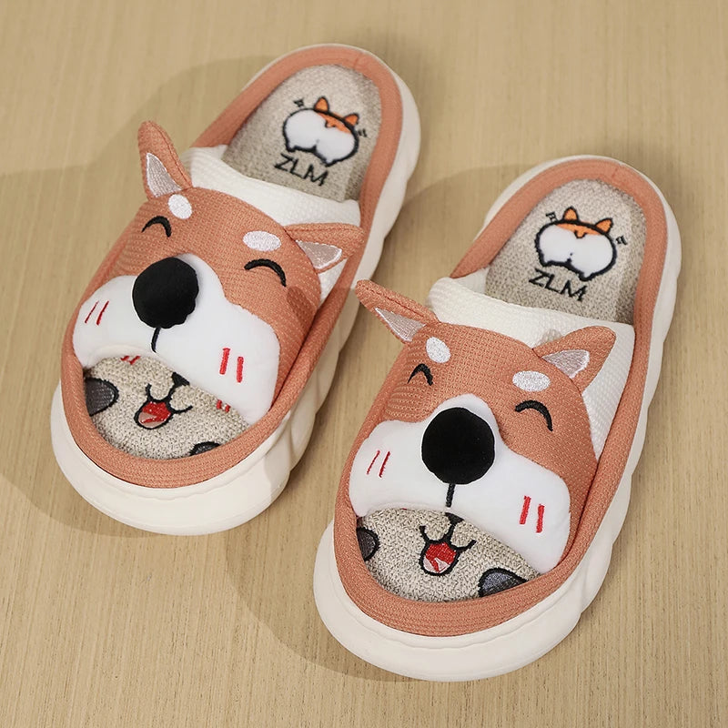 Designer Linen Platform Dog Slippers