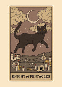 Black and White Cat Tarot Canvas Poster Good Luck Wall Art Pictures for Living Room Bedroom Playroom Modern Home Decor Gift by Tail chasers