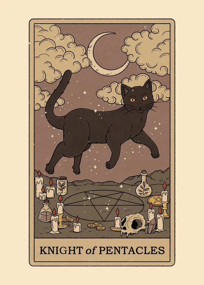 Black and White Cat Tarot Canvas Poster Good Luck Wall Art Pictures for Living Room Bedroom Playroom Modern Home Decor Gift by Tail chasers