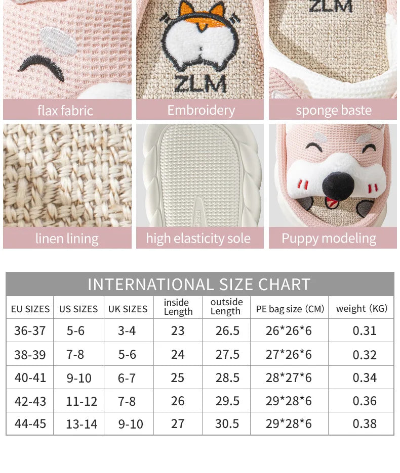 Designer Linen Platform Dog Slippers