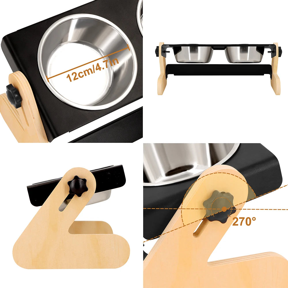 Rustic Wood Dog Bowl Stand