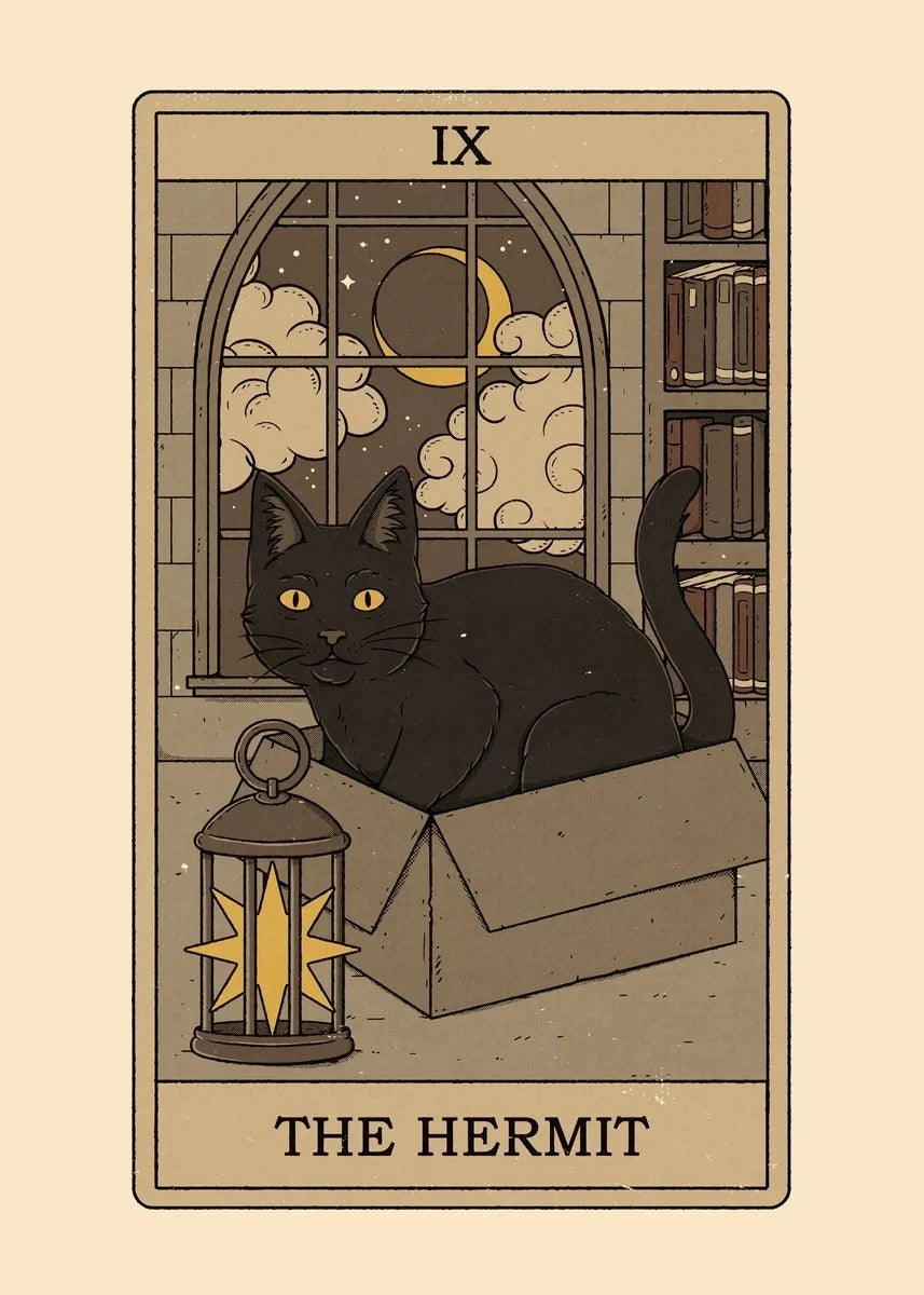 Black and White Cat Tarot Canvas Poster Good Luck Wall Art Pictures for Living Room Bedroom Playroom Modern Home Decor Gift by Tail chasers