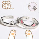 Cat Ear Paw Print Ring - Adjustable Pearl Hollow Heart Design