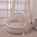Luxury Round Pet Bed with Lace Trim - Washable Dog Bed