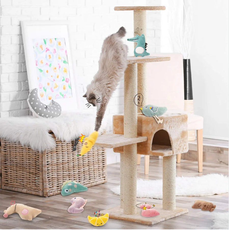 Cute Plush Cat Chew Toy - Interactive Molar Bite Toy