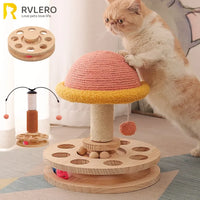 Interactive Cat Scratching Board - Wood Carousel Puzzle & Claw Care Station